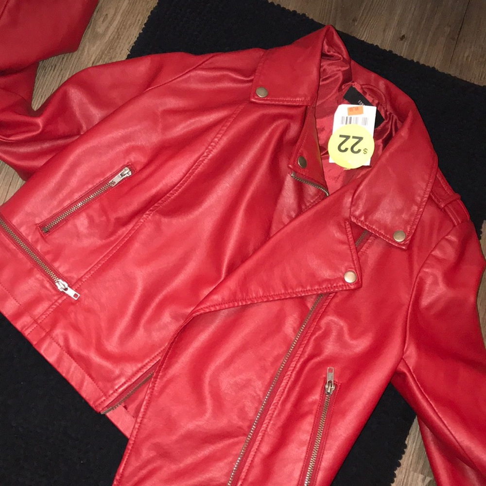 Red leather jacket